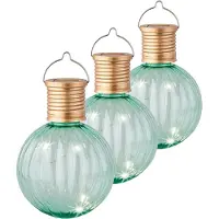 Lumineo Lampion solar verlichting - 10x - turquoise - 11 cm - LED