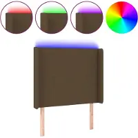 vidaXL Hoofdbord LED 103x16x118/128 cm stof donkerbruin