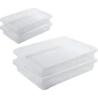 Hega hogar 4x Voedsel plastic bewaarbakjes laag 0,5 en 1,5 liter transparant 18 x 12 x 4 cm - Vershoudbakjes