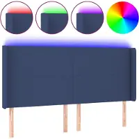vidaXL Hoofdbord LED 183x16x118/128 cm stof blauw