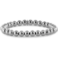 New Bling 9SIL-23256 Zilveren Armband Bolletjes 6mm - 16cm - Rekbaar - Rhodium - Zilver