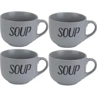 COSY&TRENDY Cosy & Trendy Soepbekers/soepkommen - 4x stuks - grijs - 11 cm - 510 ml