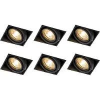 QAZQA Set van 6 inbouwspots zwart GU10 kantelbaar trimless - Oneon