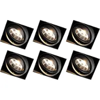 QAZQA Set van 6 inbouwspots zwart GU10 AR70 trimless - Oneon