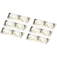 QAZQA Set van 6 inbouwspots wit GU10 kantelbaar trimless 2-lichts - Oneon