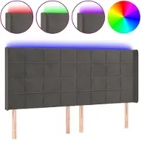 vidaXL Hoofdbord LED 203x16x118/128 cm fluweel donkergrijs