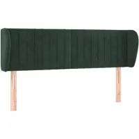 vidaXL Hoofdbord met randen 147x23x78/88 cm fluweel donkergroen