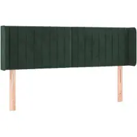 vidaXL Hoofdbord met randen 147x16x78/88 cm fluweel donkergroen