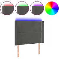 vidaXL Hoofdbord LED 93x16x118/128 cm fluweel donkergrijs