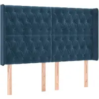 vidaXL Hoofdbord met randen 147x16x118/128 cm fluweel donkerblauw