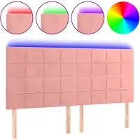 vidaXL Hoofdbord LED 160x5x118/128 cm fluweel roze