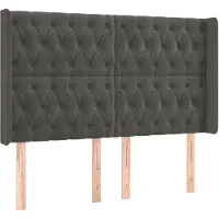vidaXL Hoofdbord met randen 163x16x118/128 cm fluweel donkergrijs