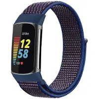 IMoshion Nylon bandje voor de Fitbit Charge 5 - Maat L - Blauw
