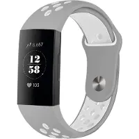 IMoshion Siliconen sport bandje voor de Fitbit Charge 3 / 4 - Grey & White