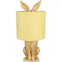 Clayre & Eef Tafel lamp, konijn, diameter 20 cm, hoogte 43 cm, goudkleurig, polyresin