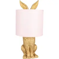 Clayre & Eef Tafel lamp, konijn, diameter 20 cm, hoogte 43 cm, goudkleurig, polyresin