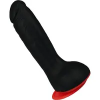 EIS , Deluxe siliconen dildo Black/RED Mamba, krachtige zuignap, authentieke look, schacht 14 cm