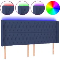 vidaXL Hoofdbord LED 203x16x118/128 cm stof blauw