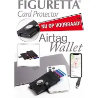 Figuretta Airtag Wallet Leer Zwart - Portemonnee heren dames - RFID Technologie - Anti Skim - Pasjeshouder - Briefgeld - Kaarthouder geschikt voor Apple AirTag - 9 Pasjes + Briefgeld