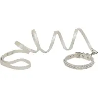 Croci Hondenriem Met Halsband Pearls Parels Wit 17-22X1 CM / 120X1 CM
