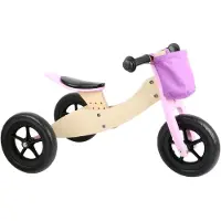 Small Foot - houten driewieler en loopfiets 2in1 maxi roze