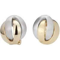 Traveller Clip Oorbellen - Oorclips Dames - Bicolor - Goudkleurig & Zilverkleurig - Mat & Glanzend - ø 15 mm - Verguld & Geplatineerd - 157161