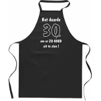Mijncadeautje -Cadeauschort - Leeftijdschort - Keukenschort - 100% katoen - verjaardag - zwart - 90 x 65 cm - Het duurde 30 jaar om er zo goed uit te zien