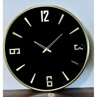 Mansion Atmosphere - Gold Frame 4Digit - Wallclock - Glasscover - Black