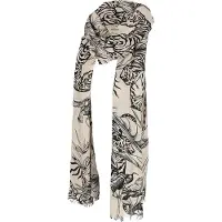 Sarlini Sjaal-Dames Gebloemd Zwart-Beige Sjaal voor Vrouwen