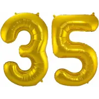 Folat Folie ballonnen - 35 jaar cijfer - goud - 86 cm - leeftijd feestartikelen - verjaardag versiering