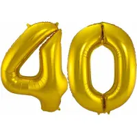 Folat Folie ballonnen - 40 jaar cijfer - goud - 86 cm - leeftijd feestartikelen - verjaardag versiering
