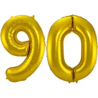 Folat Folie ballonnen - 90 jaar cijfer - goud - 86 cm - leeftijd feestartikelen - verjaardag versiering