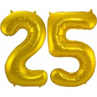 Folat Folie ballonnen - 25 jaar cijfer - goud - 86 cm - leeftijd feestartikelen - verjaardag versiering