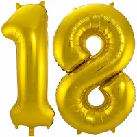 Folat Folie ballonnen - 18 jaar cijfer - goud - 86 cm - leeftijd feestartikelen - versiering