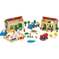 Goki Poppenhuis - Mijn Boerderij - 20X13X14,5Cm - 71 Delen - Hout