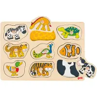 Goki Puzzel - Wat Hoort Waar Bij? - 9 Delen - 30X21X2,4Cm - Hout - 1 Jaar
