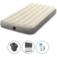 Intex Luchtbedset - 1-Persoons - 99 x 191 x 25 cm - Beige + Accessoires