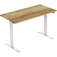 Euroseats Active zit sta bureau elektrisch - 160 x 80 cm - wit frame - Natuur eiken werkblad- ergonomisch bureau - verstelbaar bureau
