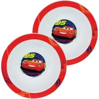 Disney 2x zakjes kunststof ontbijtbordje diep Disney Cars 16 cm - Kinderservies
