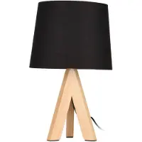 Koopman Tafellamp, Tafellamp zwart met houten poten (E14)