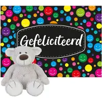 Happy horse beer Baggio knuffel 22 cm met Gefeliciteerd A5 wenskaart - Knuffelberen