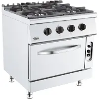 CombiSteel Base 700 Gasfornuis 4 Br. Met Gasoven 7178.0415 - Horeca & Professioneel