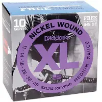 Daddario EXL115-10P 11-49 Medium Electric Guitar Strings 10 Pack