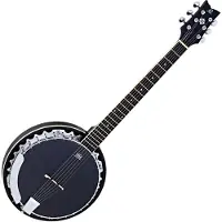 Ortega OBJ350/6-SBK Raven Series Satin Black 6-snarige banjo met gigbag