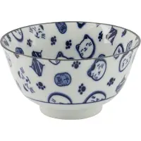 Tokyo Design Studio Blauw/Witte Kom - Lucky Cats - 12.7 x 6.5cm 300ml