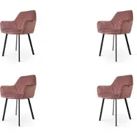 Lizzely Garden & Living SET DEAL: 4 stuks Eetkamerstoel met armleuning Yurgan roze velvet eetstoel