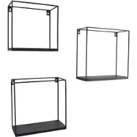 Loft42 Wally Wandboxen – Zwart mangohout - Set van 3 - Metaal