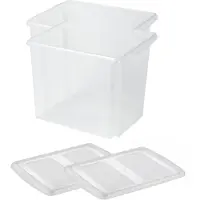 Sunware - Set van 2x opslagbox kunststof 45 liter transparant 45 x 36 x 36 cm met deksel - Opbergbox