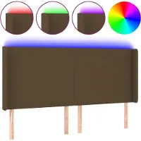 vidaXL Hoofdbord LED 163x16x118/128 cm stof donkerbruin