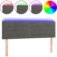 vidaXL Hoofdbord LED 144x5x78/88 cm fluweel donkergrijs